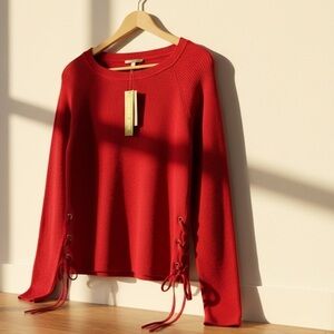 Giani Bini‎ Grenadine Page Knit Top In Stardust. Tie Accents. Size M. NWT